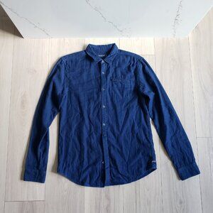 Scotch & Soda Mens M Indigo Button Up Long Sleeve Collard